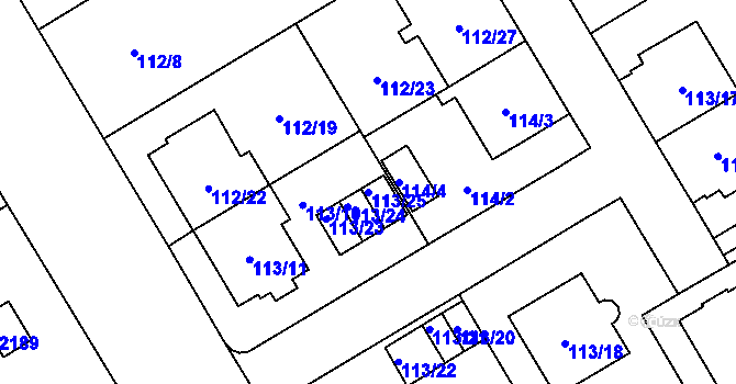 Parcela st. 113/25 v KÚ Opava-Předměstí, Katastrální mapa