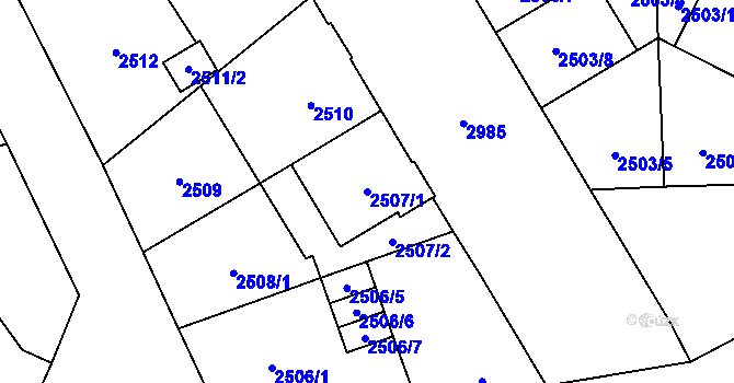 Parcela st. 2507/1 v KÚ Opava-Předměstí, Katastrální mapa