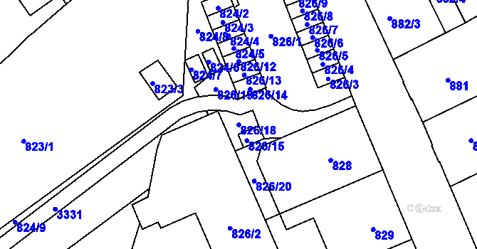 Parcela st. 826/18 v KÚ Opava-Předměstí, Katastrální mapa