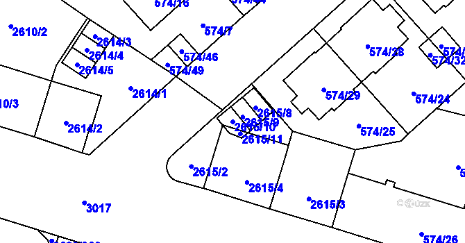 Parcela st. 2615/10 v KÚ Opava-Předměstí, Katastrální mapa