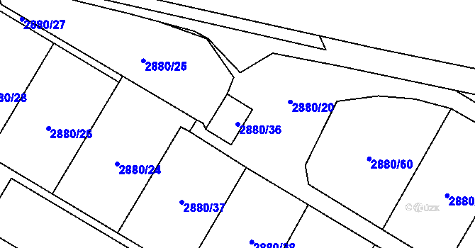 Parcela st. 2880/36 v KÚ Opava-Předměstí, Katastrální mapa