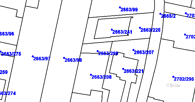 Parcela st. 2663/290 v KÚ Opava-Předměstí, Katastrální mapa
