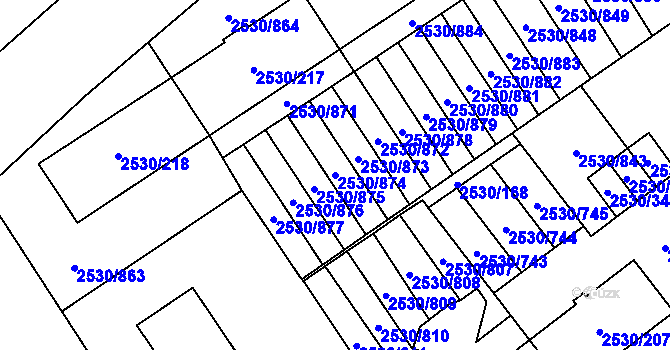 Parcela st. 2530/874 v KÚ Opava-Předměstí, Katastrální mapa