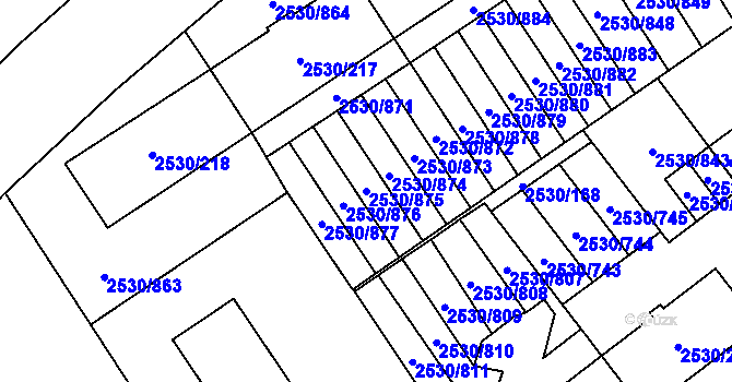 Parcela st. 2530/875 v KÚ Opava-Předměstí, Katastrální mapa