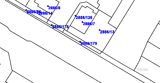 Parcela st. 2886/179 v KÚ Opava-Předměstí, Katastrální mapa