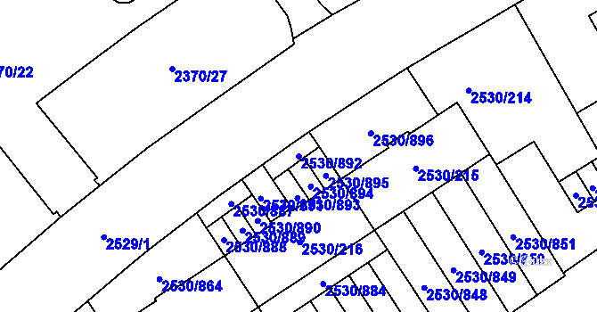 Parcela st. 2530/892 v KÚ Opava-Předměstí, Katastrální mapa