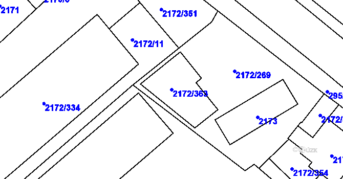 Parcela st. 2172/363 v KÚ Opava-Předměstí, Katastrální mapa