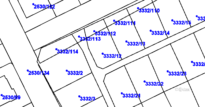 Parcela st. 3332/12 v KÚ Opava-Předměstí, Katastrální mapa