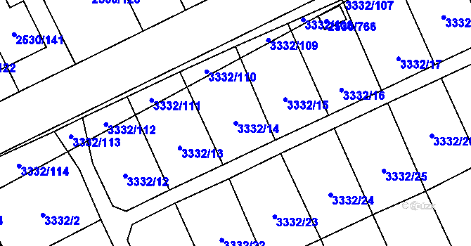 Parcela st. 3332/14 v KÚ Opava-Předměstí, Katastrální mapa