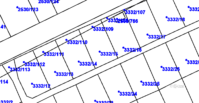 Parcela st. 3332/15 v KÚ Opava-Předměstí, Katastrální mapa