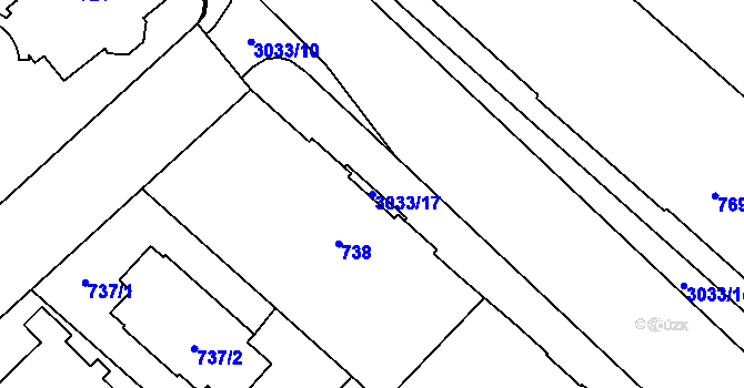 Parcela st. 3033/17 v KÚ Opava-Předměstí, Katastrální mapa