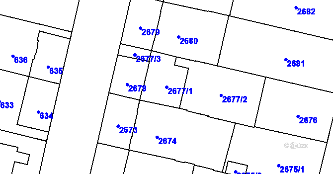 Parcela st. 2677/1 v KÚ Opava-Předměstí, Katastrální mapa
