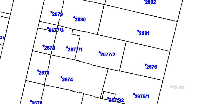 Parcela st. 2677/2 v KÚ Opava-Předměstí, Katastrální mapa