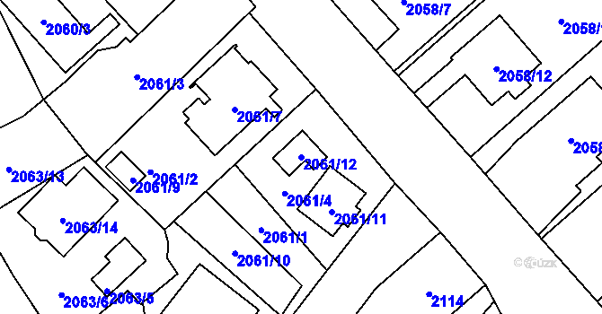 Parcela st. 2061/12 v KÚ Opava-Předměstí, Katastrální mapa