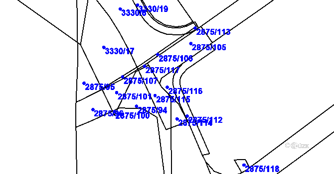 Parcela st. 2875/116 v KÚ Opava-Předměstí, Katastrální mapa