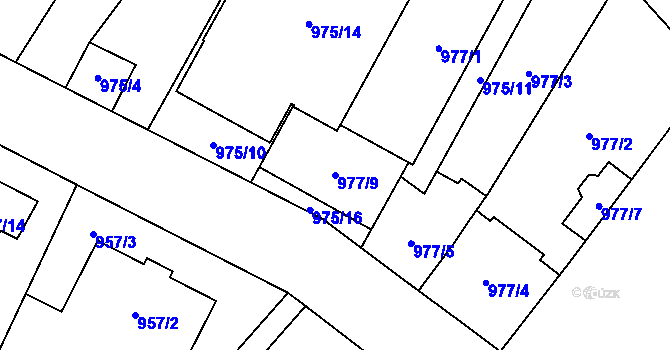 Parcela st. 977/9 v KÚ Opava-Předměstí, Katastrální mapa