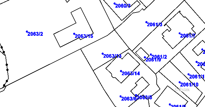 Parcela st. 2063/13 v KÚ Opava-Předměstí, Katastrální mapa