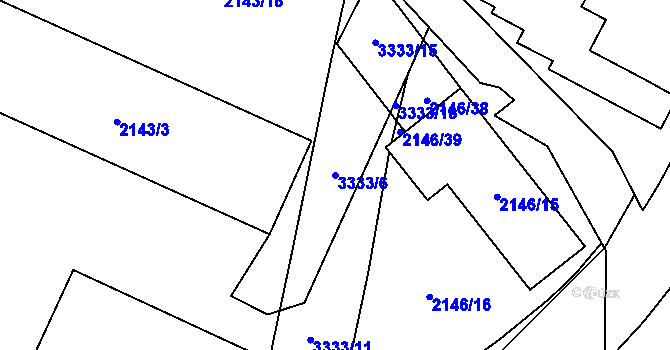 Parcela st. 3333/6 v KÚ Opava-Předměstí, Katastrální mapa
