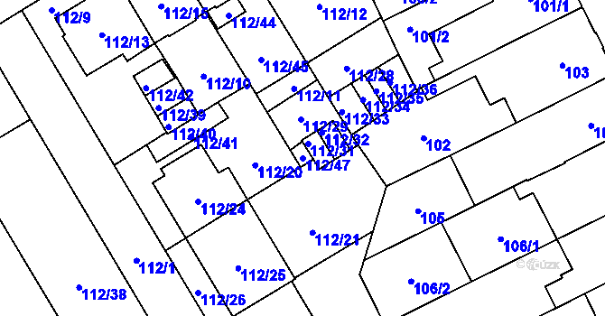 Parcela st. 112/47 v KÚ Opava-Předměstí, Katastrální mapa