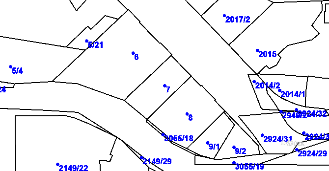 Parcela st. 7 v KÚ Opava-Předměstí, Katastrální mapa