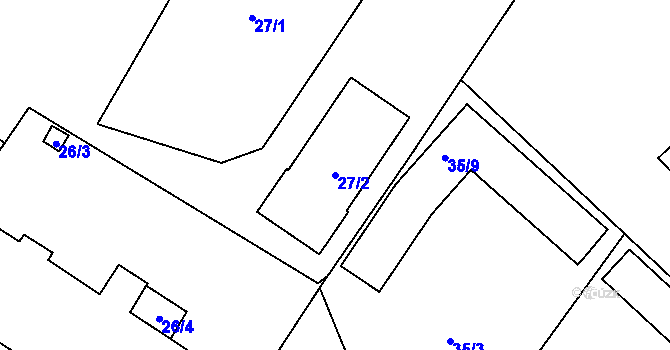 Parcela st. 27/2 v KÚ Opava-Předměstí, Katastrální mapa