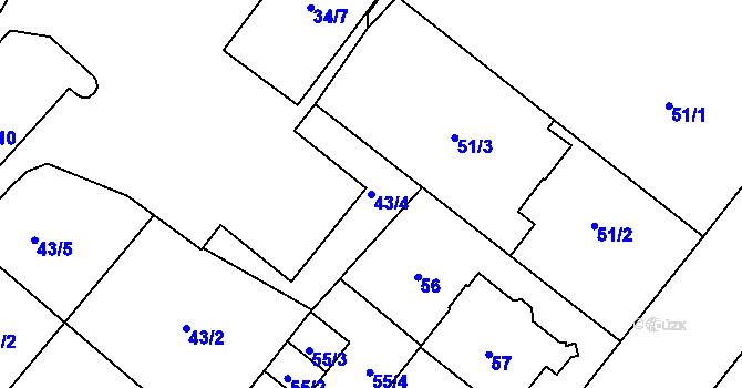 Parcela st. 43/4 v KÚ Opava-Předměstí, Katastrální mapa