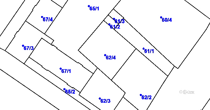 Parcela st. 62/4 v KÚ Opava-Předměstí, Katastrální mapa