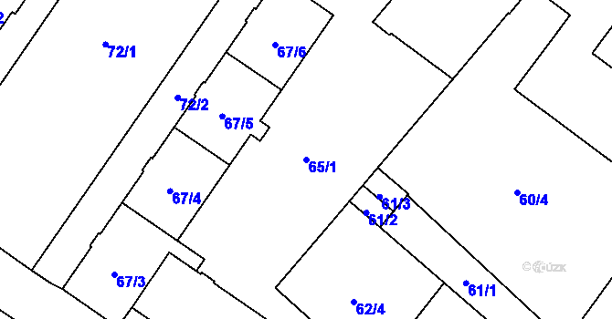 Parcela st. 65/1 v KÚ Opava-Předměstí, Katastrální mapa