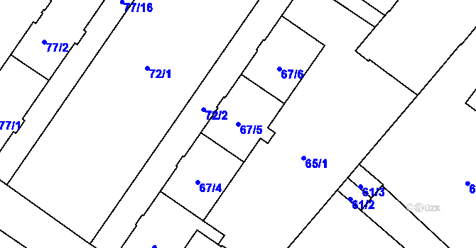 Parcela st. 67/5 v KÚ Opava-Předměstí, Katastrální mapa