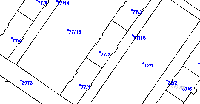 Parcela st. 77/2 v KÚ Opava-Předměstí, Katastrální mapa