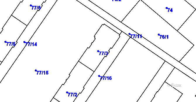Parcela st. 77/3 v KÚ Opava-Předměstí, Katastrální mapa