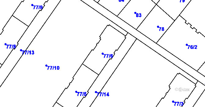 Parcela st. 77/6 v KÚ Opava-Předměstí, Katastrální mapa