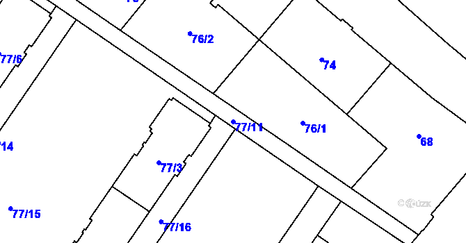 Parcela st. 77/11 v KÚ Opava-Předměstí, Katastrální mapa