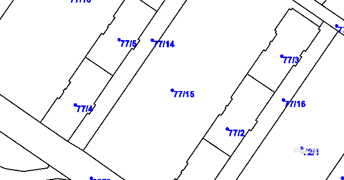 Parcela st. 77/15 v KÚ Opava-Předměstí, Katastrální mapa
