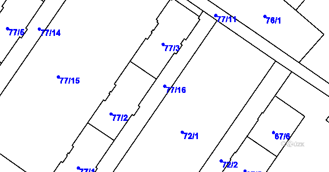 Parcela st. 77/16 v KÚ Opava-Předměstí, Katastrální mapa
