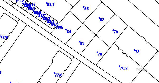 Parcela st. 83 v KÚ Opava-Předměstí, Katastrální mapa