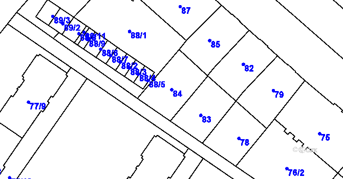 Parcela st. 84 v KÚ Opava-Předměstí, Katastrální mapa