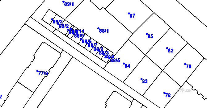 Parcela st. 88/4 v KÚ Opava-Předměstí, Katastrální mapa