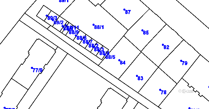 Parcela st. 88/5 v KÚ Opava-Předměstí, Katastrální mapa