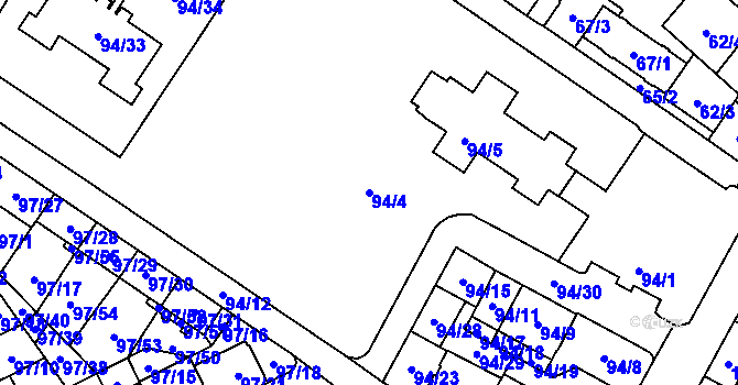 Parcela st. 94/4 v KÚ Opava-Předměstí, Katastrální mapa