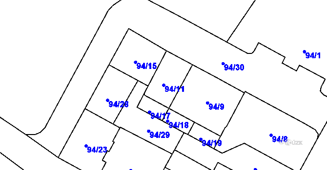 Parcela st. 94/11 v KÚ Opava-Předměstí, Katastrální mapa