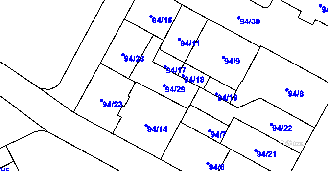 Parcela st. 94/29 v KÚ Opava-Předměstí, Katastrální mapa