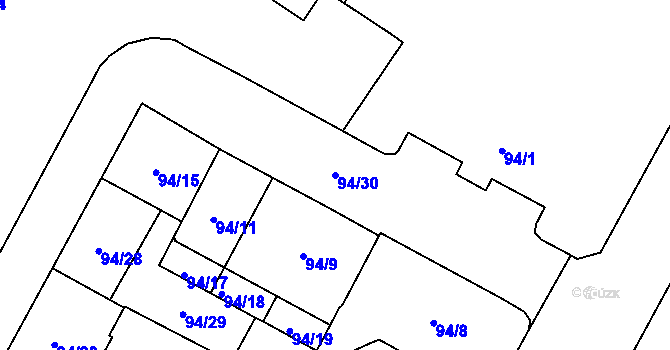 Parcela st. 94/30 v KÚ Opava-Předměstí, Katastrální mapa