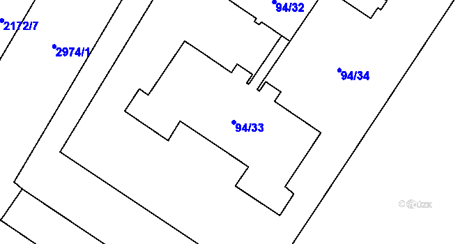 Parcela st. 94/33 v KÚ Opava-Předměstí, Katastrální mapa