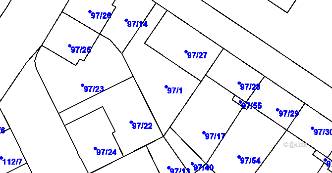 Parcela st. 97/1 v KÚ Opava-Předměstí, Katastrální mapa