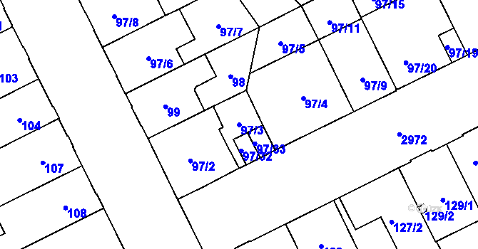Parcela st. 97/3 v KÚ Opava-Předměstí, Katastrální mapa