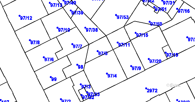 Parcela st. 97/5 v KÚ Opava-Předměstí, Katastrální mapa