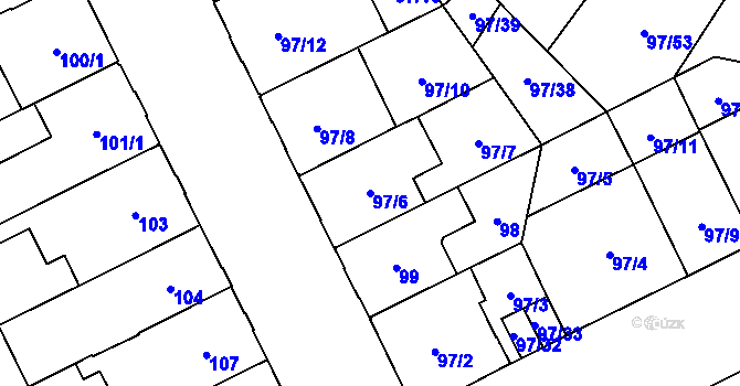 Parcela st. 97/6 v KÚ Opava-Předměstí, Katastrální mapa