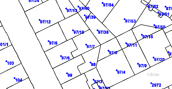 Parcela st. 97/7 v KÚ Opava-Předměstí, Katastrální mapa