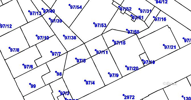 Parcela st. 97/11 v KÚ Opava-Předměstí, Katastrální mapa